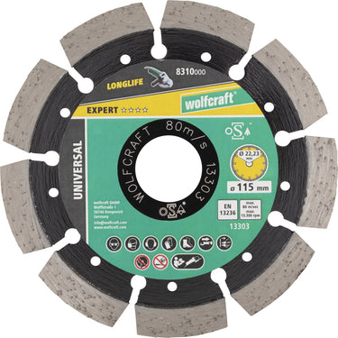 Wolfcraft - diamantdoorslijpschijf ø 115 mm - doorslijpschijf diamant - slijpschijf haakse slijper - 8310000