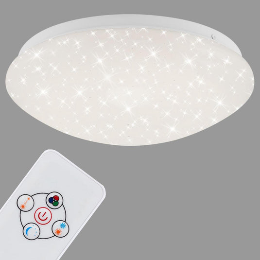 Briloner moon - led plafondlamp - dimbaar - plafoniére met sterrenhemel effect - rgbw - met afstandsbediening - ø26 cm - wit