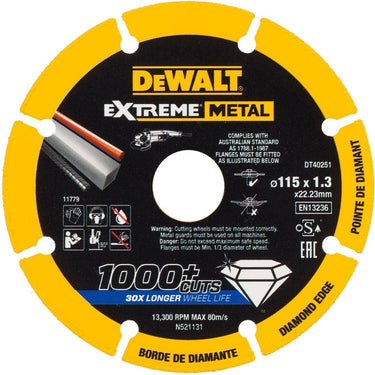 Dewalt dt40251 extreme™ metal diamant doorslijpschijf 115mm
