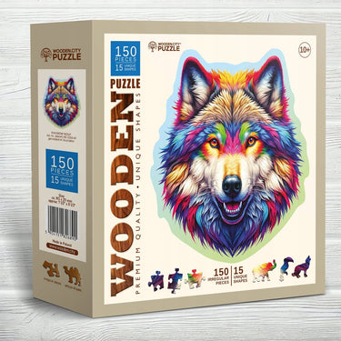 Wooden city houten puzzel regenboog wolf 150 stukjes - wooden.city
