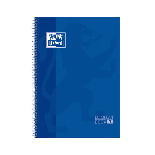 Oxford school europeanbook - notitieboek - gekleurde rand - a4+ - lijn - 80 vel - 4 gaats - hardcover - donkerblauw