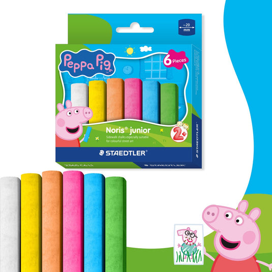 Staedtler peppa pig x noris junior stoepkrijt - set 6 st