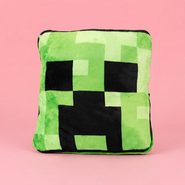 Paladone minecraft creeper 2‑in‑1 cushion blanket – officieel gelicentieerde zachte opvouwdeken, 120 × 150 cm-
