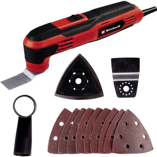Einhell elektrische multitool tc-mg 250 ce - 250 w - constante elektronica - stofafzuiging - incl. 9x schuurpapier, schraper en zaagblad