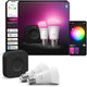 Philips hue starterkit - wit en gekleurd licht - 1 bridge pro - 2-pack e27 1100 lumen