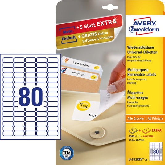 Avery l4732rev-25 printeretiket