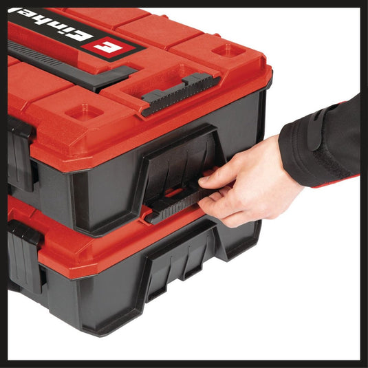 Einhell e-case s-f systeemkoffer - max. laadvermogen: 25 kg - universeel opbergen en transporteren van accessoires en gereedschap - stapelbaar - koppelbaar - inclusief foam binnenzijde