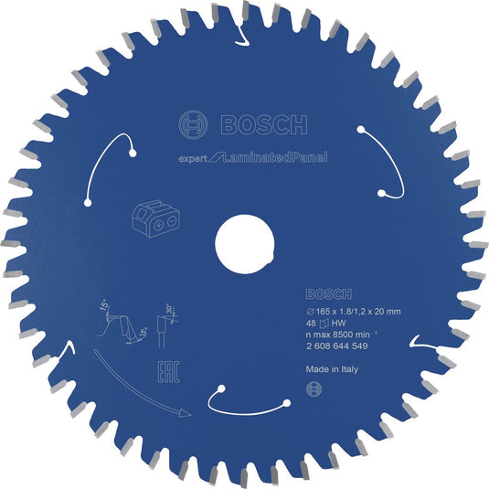 Bosch 2608644549 cirkelzaagblad accu expert - 165 x 20 x 48t - gemelamineerde plaat - carbide