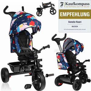 Lionelo haari - driewieler - drankhouder - 2in1 - draaibare zitting – rubberen onderhoudsvrije wielen – vrij wiel – schuifstang voor ouders – luifel – mand en tas – bekerhouder – groeit mee – vanaf 18 maanden tot 25 kg