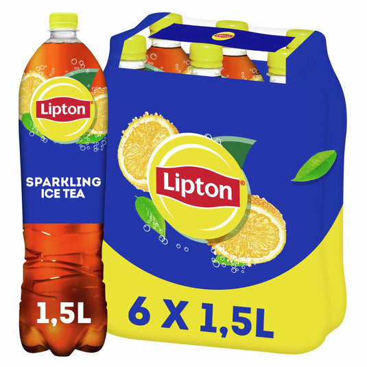 Lipton ice tea sparkling fles - original - verrassend laag in calorieën - 6 x 1500 ml - voordeelverpakking