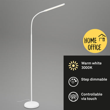 Briloner pivaz - vloerlamp dimbaar - woonkamer staande lamp - met touch - wit - h: 126.5cm
