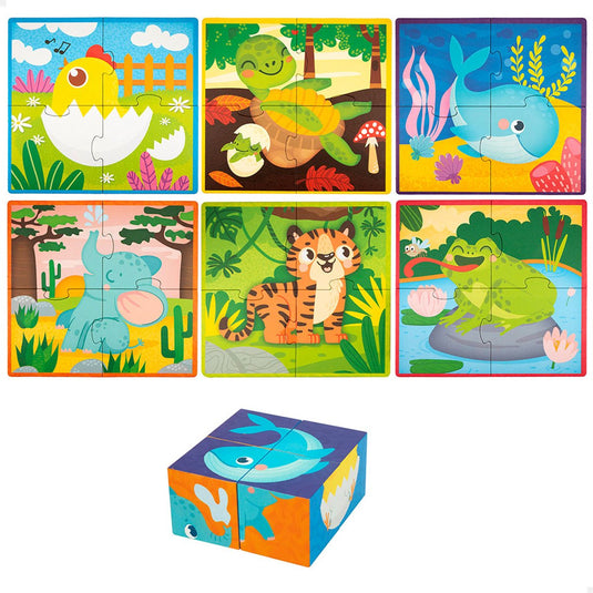 Lisciani montessori baby wood cubes and puzzle 2 in 1
