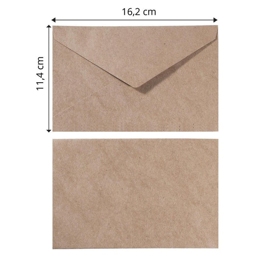 Florence enveloppen van stevige kwaliteit, kraft bruin rechthoek, 25 stuks, 11.4 x 16.2 cm
