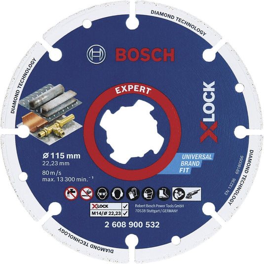 Bosch accessories 2608900532 x-lock diamanten doorslijpschijf diameter 115 mm boordiameter 22.23 mm metaal 1 stuk(s)