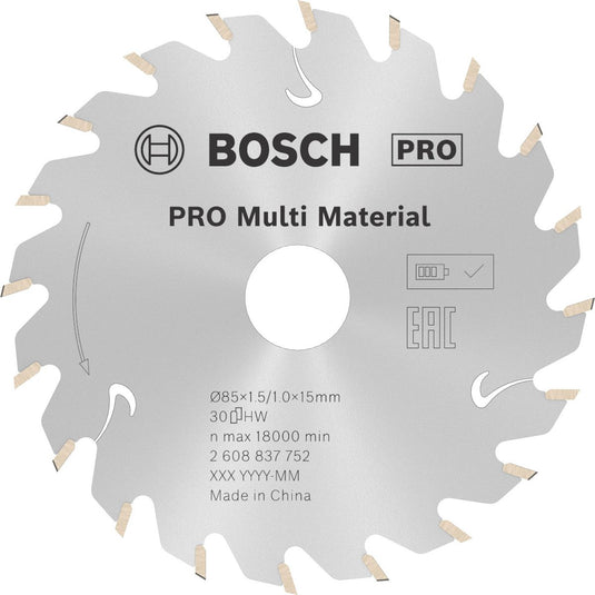 Bosch pro multi material accuzaagblad voor cirkelzagen 85 x 1,5 x...