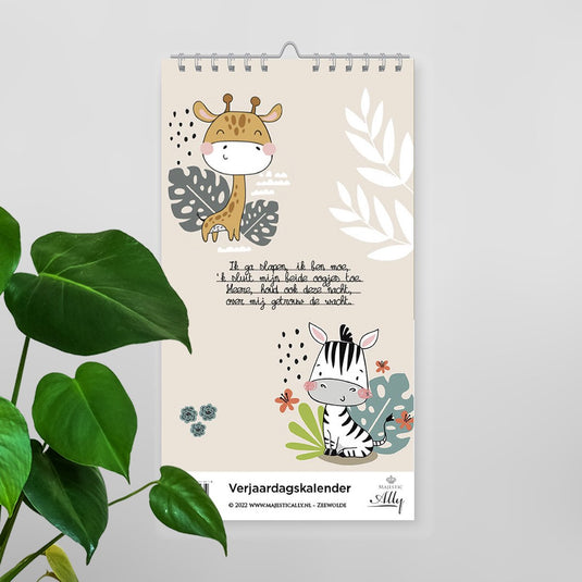 Merkloos sans marque verjaardagskalender 'ik ga slapen, ik ben moe'