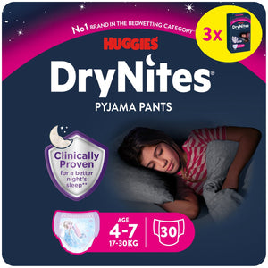 Drynites huggies luierbroekjes - meisjes - 4 tot 7 jaar (17 - 30 kg) - 30 nachtbroekjes - voordeelverpakking
