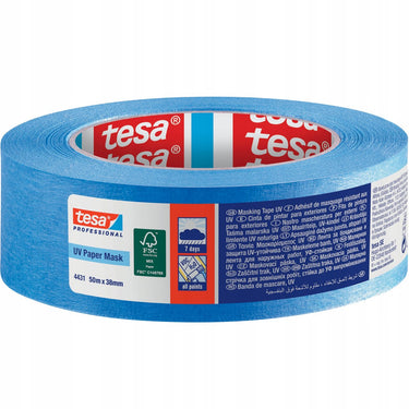 Tesa uv afplaktape papier blauw 38mm x 50m - buitenwerk