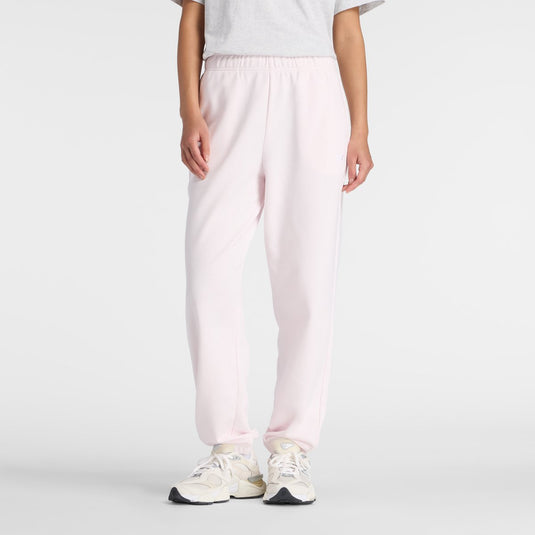 New balance sport essentials french terry jogger dames broek - pink salt