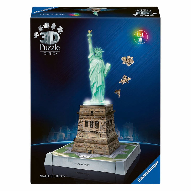 Load image into Gallery viewer, Ravensburger 3d puzzel iconics vrijheidsbeeld - met licht - 128st.
