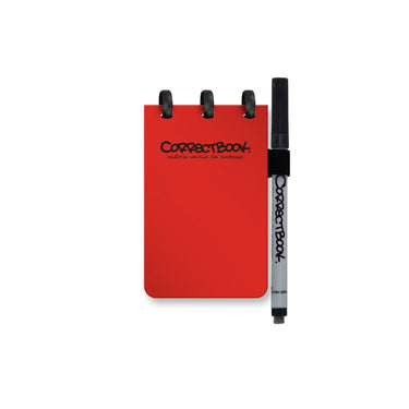 Correctbook a7 uitwisbaar notitieboek – herbruikbaar schrift – horizon red – blanco – inclusief pen wisdoekje – pocketformaat