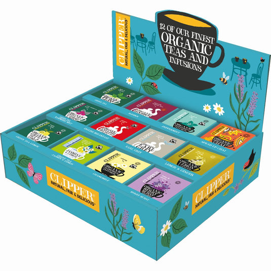 Clipper thee clipper biologisch thee - probeer box - assortiment box - 12 verschillende smaken - 12x15 theezakjes - 180 theezakjes