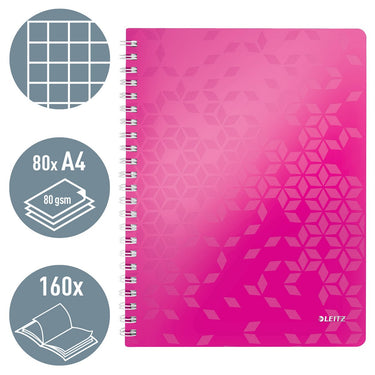 Leitz wow schrift formaat 21 x 297 cm( a4) geruit 5 mm roze