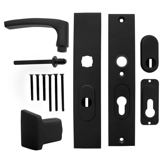 Starx veiligheidsgarnituur - zwart - aluminium - - deurklink en op skg*** met kerntrekbeveiliging 245x50mm pc55 72 zwart