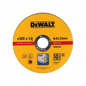 Dewalt dt43972-qz doorslijpschijvenset - 10 stuks in metalen bewaarblik - 125 x 1,0 mm - inox staal - superdun - voor haakse slijper - professionele slijpschijven - 5054905245689