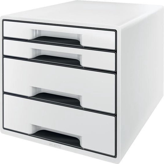 Leitz wow cube ladenblok met 4 laden - opberger met vakken - voor kantoor en thuiswerken - ideaal voor thuiskantoor - wit grijs