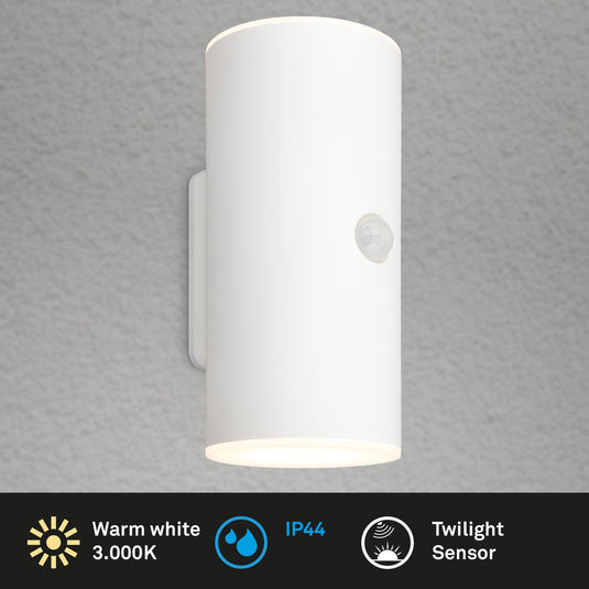 Briloner - lampe d'extérieur - lima - bewegingsmelder - schemersensor - oplaadbare batterij - usb opladen - spatwater bescherming - 15,5 x 7 x 8,5 cm - wit