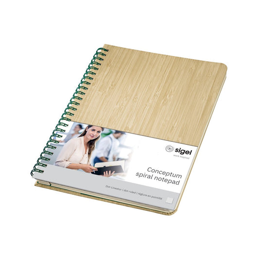 Sigel spiraal notitieboek - conceptum nature edition - a5 - bamboo - hardcover - 160 pagina's - dots - 80 grams papier - si-co672
