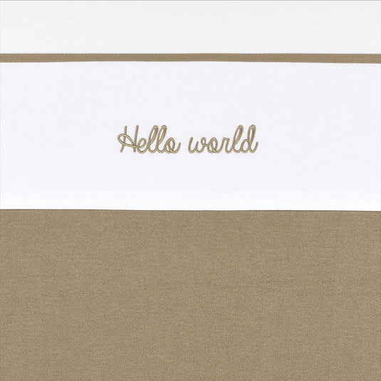 Meyco baby hello world ledikant laken - taupe - 100x150cm - 0.3 tog