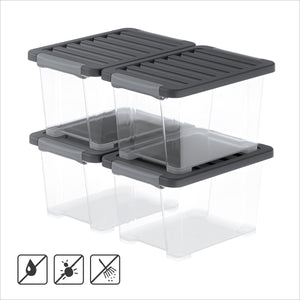 Rotho core pro - opbergboxen - set van 4 - stapelbaar - 15 ltr