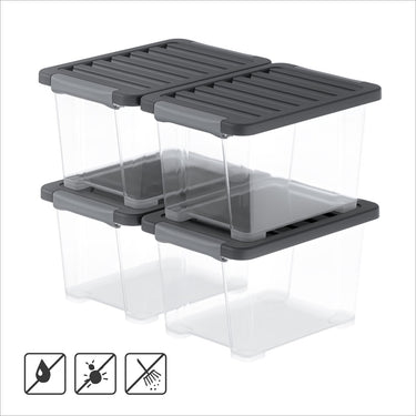 Rotho core pro - opbergboxen - set van 4 - stapelbaar - 15 ltr