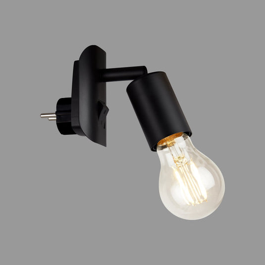 Briloner batita - stekkerlamp - wandlamp met schakelaar - stopcontactlampen 1 licht - e27 max. 25w - metaal - zwart