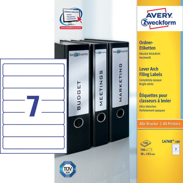 Avery ordnerrugetiketten l4760-100 38mm wit mat