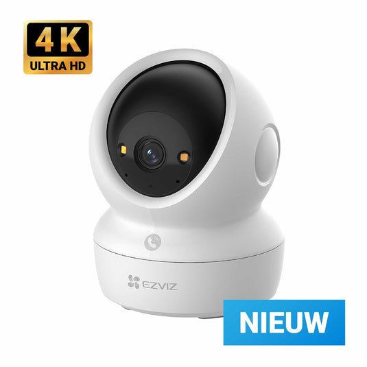 Ezviz h6c 4k beveiligingscamera binnen – 360° pan tilt – nachtmodus-mensdetectie–huisdiercamera - petcam - bewegings- en geluidsdetectie - tweerichtingsaudio- geen maandkosten