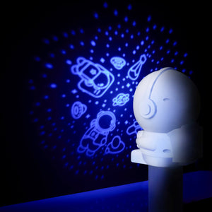 Grundig sterrenprojector astronaut - nachtlamp voor kinderen - kleurrijke sterrenprojectie op muur en plafond - werkt op usb-c of batterijen - 3xaaa of usb-c - afmeting 14x9,9x11cm - kleur wit