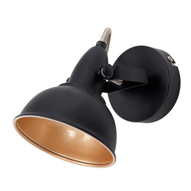Briloner soft - wandlamp - plafond spot - 1 lichts - draai- en draaischijnwerper retro vintage uitvoering - houder: e14 max. 40 watt - metaal - zwart-goud - 15,6 x 10 cm