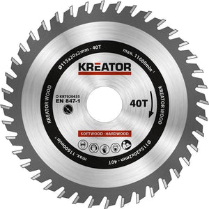Kreator krt020435 zaagblad hout - ø115 mm - 40 t