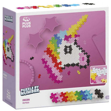 Plus-plus puzzle by number eenhoorn 250 stukjes - 3929 - puzzel en bouwspeelgoed in één - vanaf 5 jaar