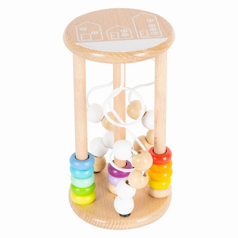 Load image into Gallery viewer, Small foot - houten rammelaar motoriekspiraal regenboog
