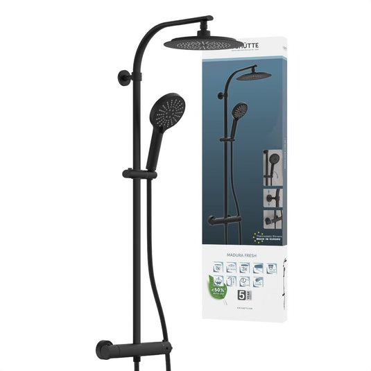 Schütte madura fresh douchesysteem - regendouche - met thermostatische douchekraan - hartafstand 150 mm - zwart mat