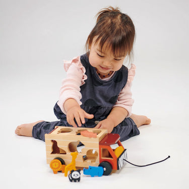 Mentari sorteertruck - safari - 23x12,5x11cm - hout - 2 jaar