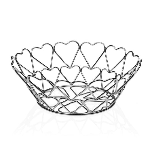 Versa fruitschaal hartjes metaal staal (26 x 10 x 26 cm)