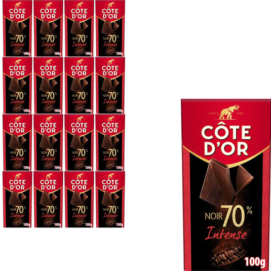 Côte d'or chocoladereep puur intense 70% 16 x 100g - chocolade tabletten - cadeau vrouwen of mannen verjaardag - voorraad