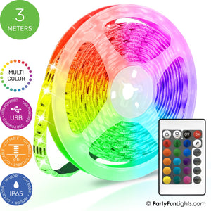 Partyfunlights - led strip - multi-color rgb - werkt op usb - 3 meter