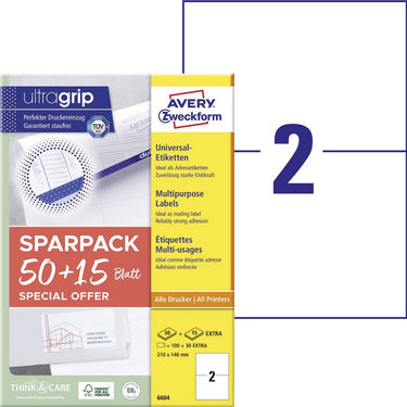 Avery etiketten zweckform wit