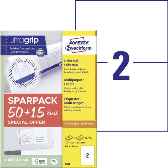 Avery etiketten zweckform wit